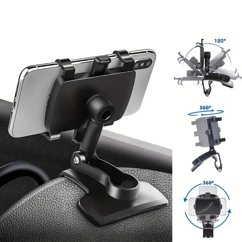 Autotelefoonhouder Mount 360 graden rotatie Dashboardcliphouder Multifunctionele bediening met één hand Clip Ontwerp telefoonstandaard