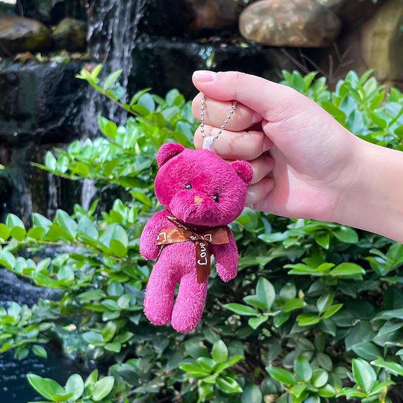 Urso de pelúcia chaveiros de pelúcia bonito pequeno urso de pelúcia pingente boneca chaveiro atacado para sacos chaves do carro presentes para crianças meninos meninas