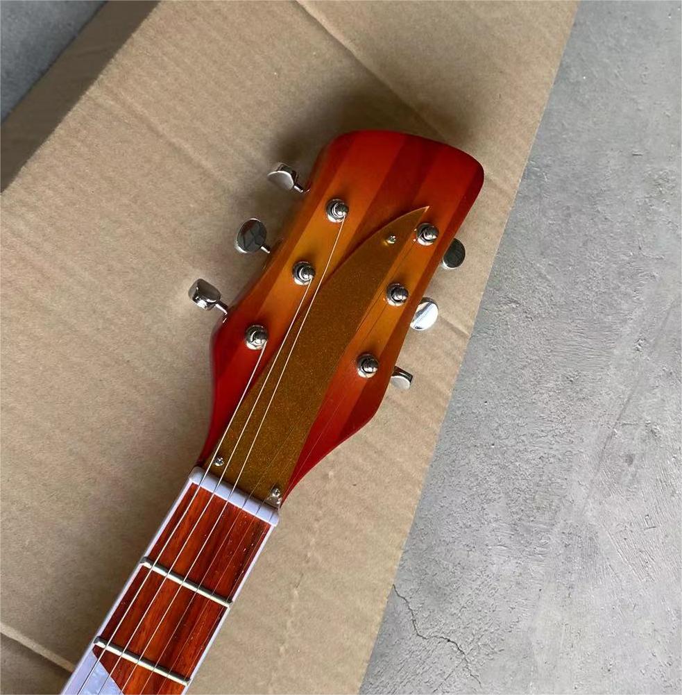 En stock!! Guitare électrique à incrustation de coque, 2 Pickups, couleur cerise Sunburst, 24 frettes, pont cordier, manche en palissandre, haute qualité