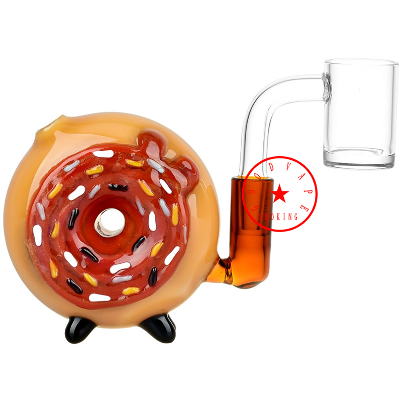 Mais recente Colorido Donut Mini Rig Fumar Kit Bubbler Grosso Tubos De Vidro Portátil Bolso Filtro De Óleo De Quartzo Tigela Cigarro Titular Tubo Waterpipe Bolha Mão Bong DHL