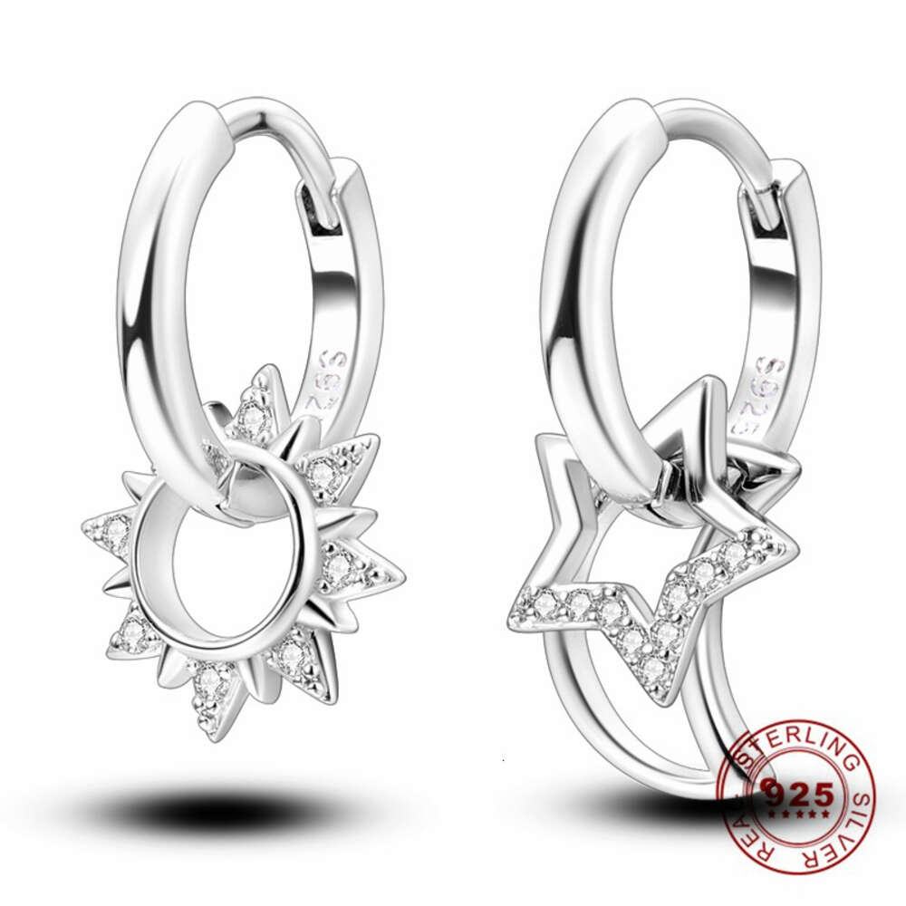 Оригинальные серьги-кольца из стерлингового серебра для женщин Aretes De Mujer, модные украшения, повседневная одежда, красочный сверкающий подарок с луной