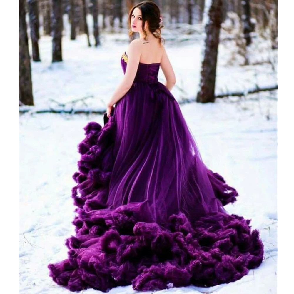 Purple Ball Gown Quinceanera Dresses 3D Flower Ruffles Beaded Vestido De 15 Anos Sweet 16 Princess Birthday Dress