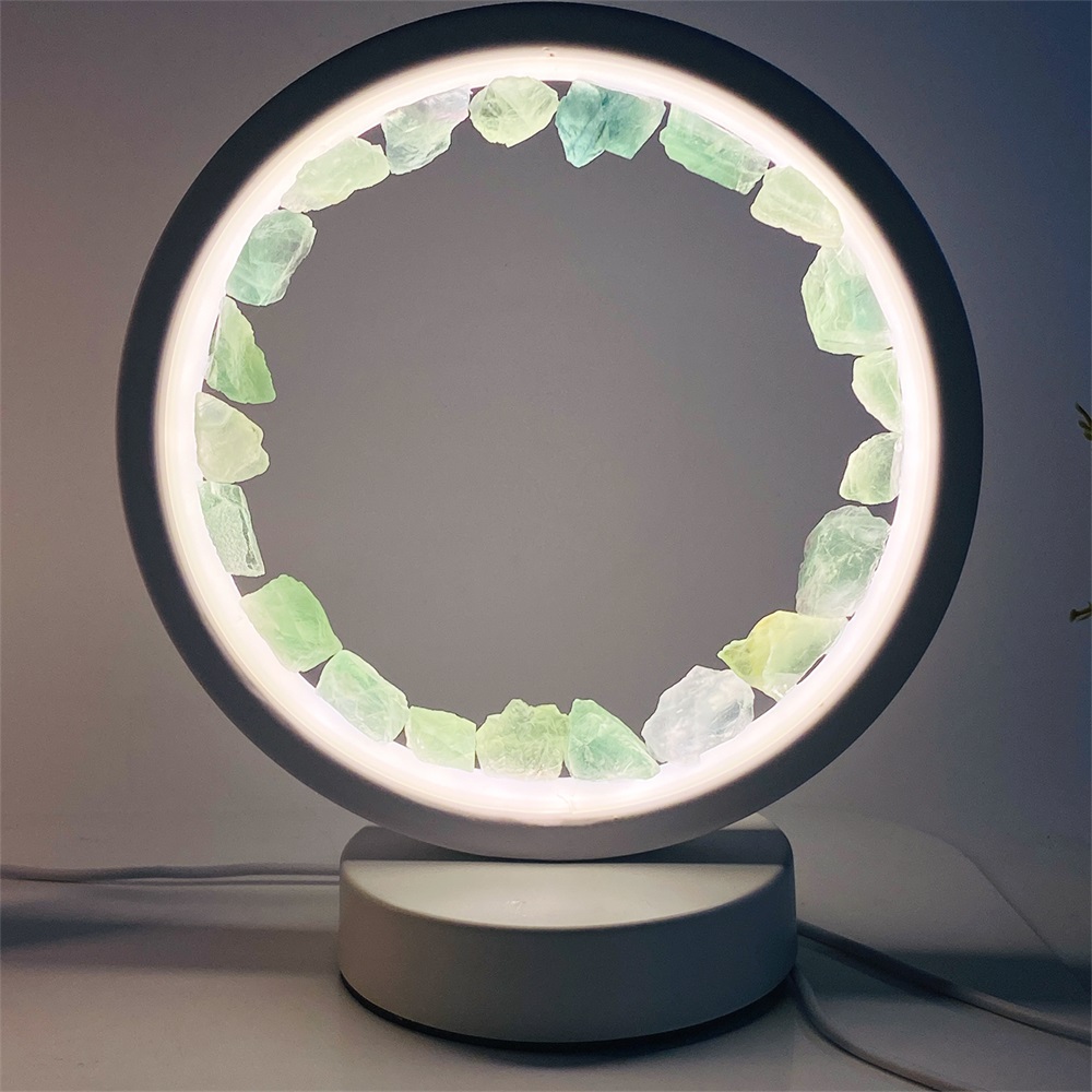 Piękny naturalny fluoryt kwarc krystaliczny lampa stołowa medytacja leczenie klaster okazów domowy domek nocny światło