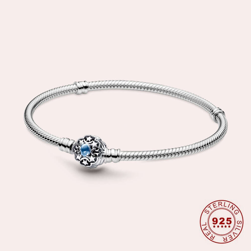 Gran oferta de Castillo brillante de plata de ley adecuado para mujer, joyería de moda, pulsera estándar, regalo de cumpleaños DIY