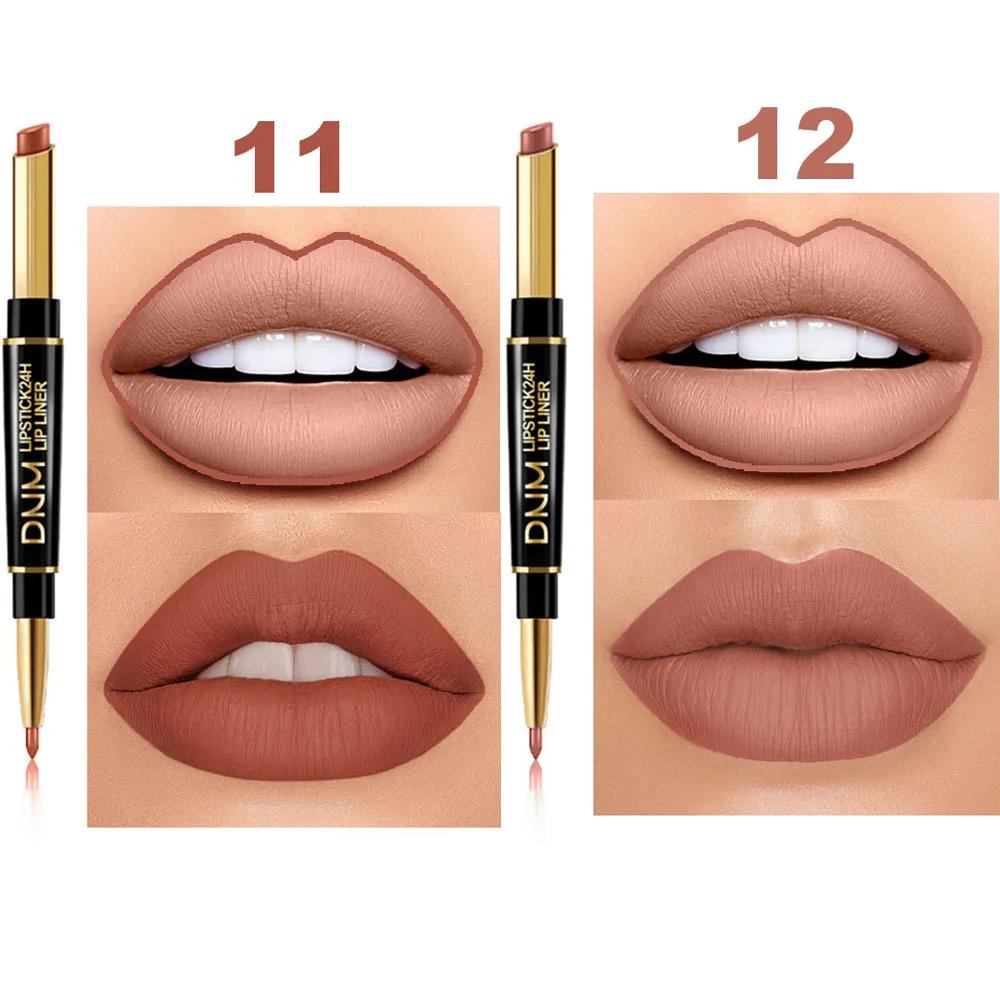 Sets Double Ended Matte Lipstick Makeup Long Lasting Waterproof Nude Lipsticks Lips Liner Pencil Woman Cosmetics Beauty Kit