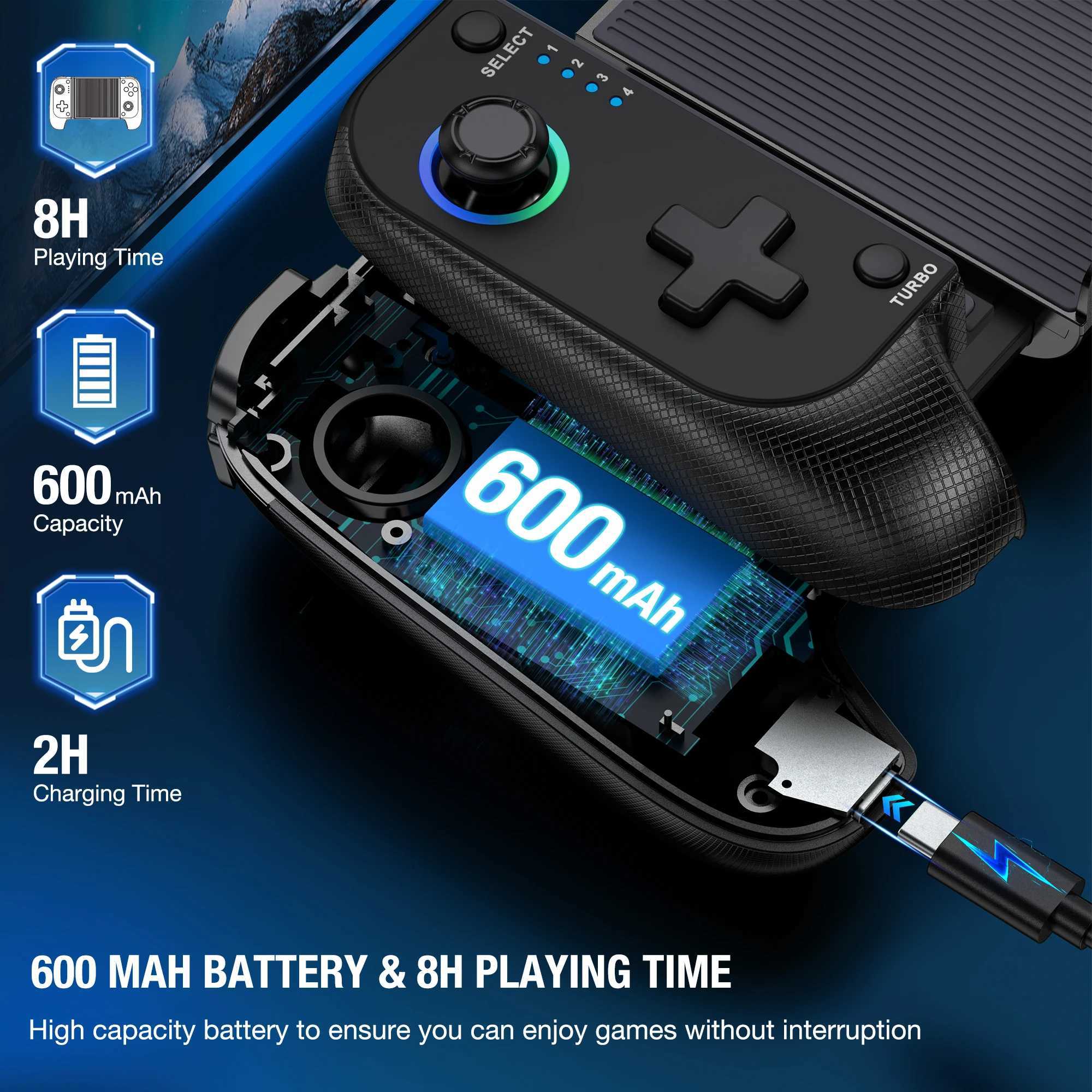 게임 컨트롤러 조이스틱 BebonCool GamePad 휴대 전화 컨트롤러 iPhone Android Phone P Remote Play Xbox 게임 홀 효과 트리거 조이스틱