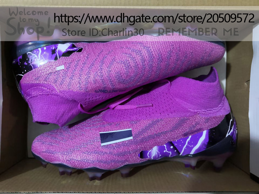 Kwaliteit voetbalschoenen Phantoms GX Elite FG Ghost gebreide sokken Voetbalschoenen heren hoge enkel stevige ondergrond leer Lenige trainingsvoetbalschoenen maat US 6.5-12