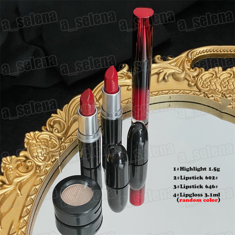 Set trucco di marca Scatola 4 in 1 Love Me Liquid Lipcolor Lip Gloss Lipgloss Rossetto opaco Kit di evidenziazione mini formato