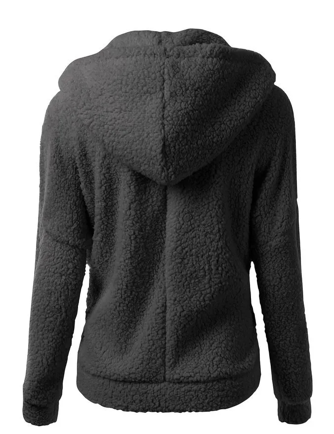 Winter Lamb Fleece Hoodies Women Warm Jacket Casual Female Hoodies Sweatershirt Zipper Coat Solid Soft Fleece Coat Outdoor