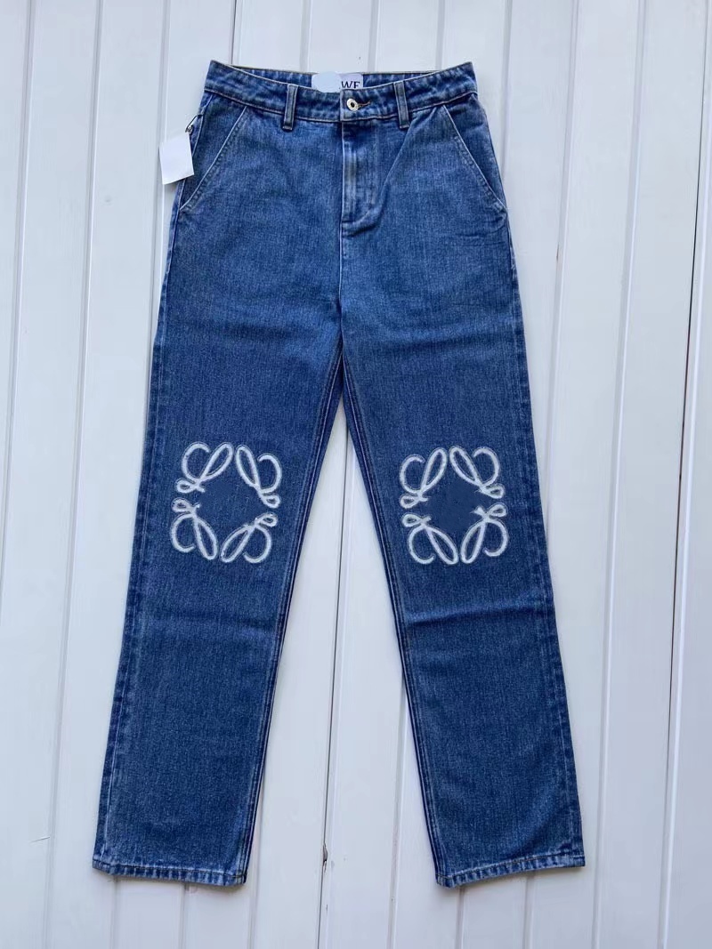 jeans da uomo High Street Designer Pantaloni Gambe Forcella aperta Capris stretti Ricamo Pantaloni in denim Pantaloni caldi dimagranti Abbigliamento di marca di moda jeans firmati loewe jeans