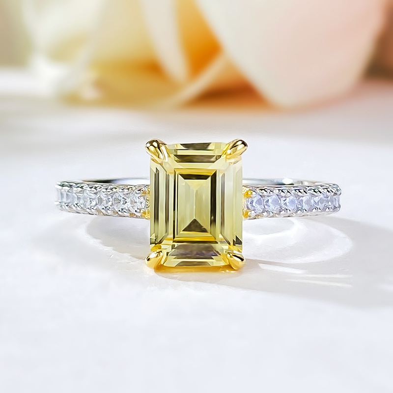 1.5CT Choucong Wedding Rings Luxury Jewelry Real 100% 925 Sterling Silver Radiant Cut Yellow Moissanite Dimond Party Promise Women Engagement Bridal Ring Gift