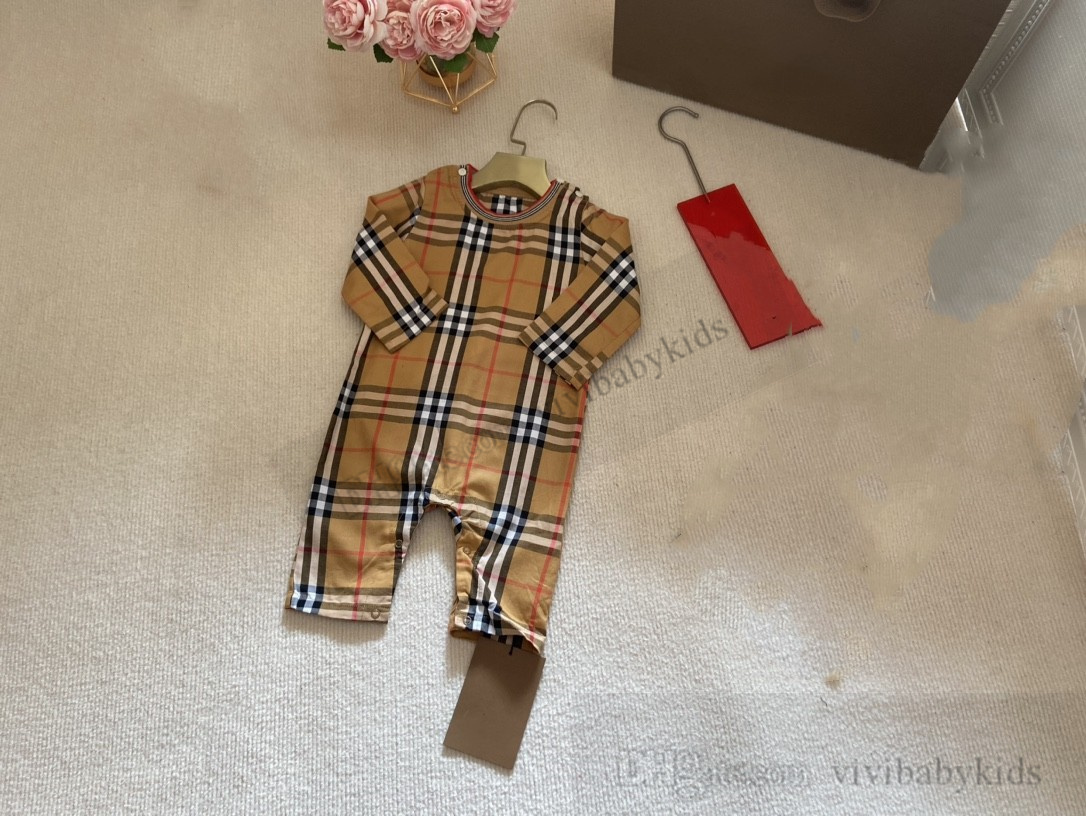 Designer Baby Boys Plaid Rompers Kleinkind Kinder Gitter Langarm -Overall -Anlagen Kind für Kinder Baumwollklettern Sets S1024