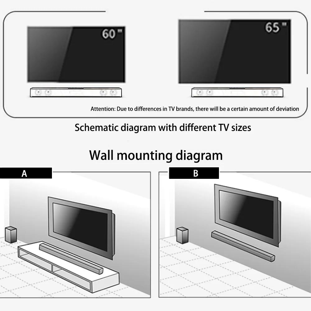 Speakers 40W soundbar wall mounted TV whispering gallery wireless bluetooth speaker 4 speakers subwoofer for TV computer sound system Box