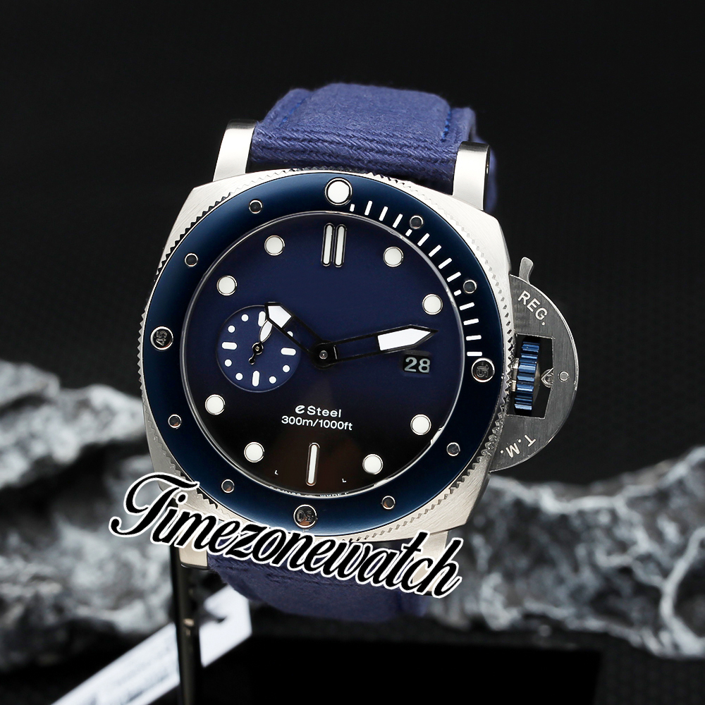 DJF V7 New Dive quadrante blu 3255 orologio automatico da uomo cassa in acciaio cinturino in nylon blu/pelle da uomo orologi Lefty 47mm edizione limitata TWPM Timezonewatch Z04C