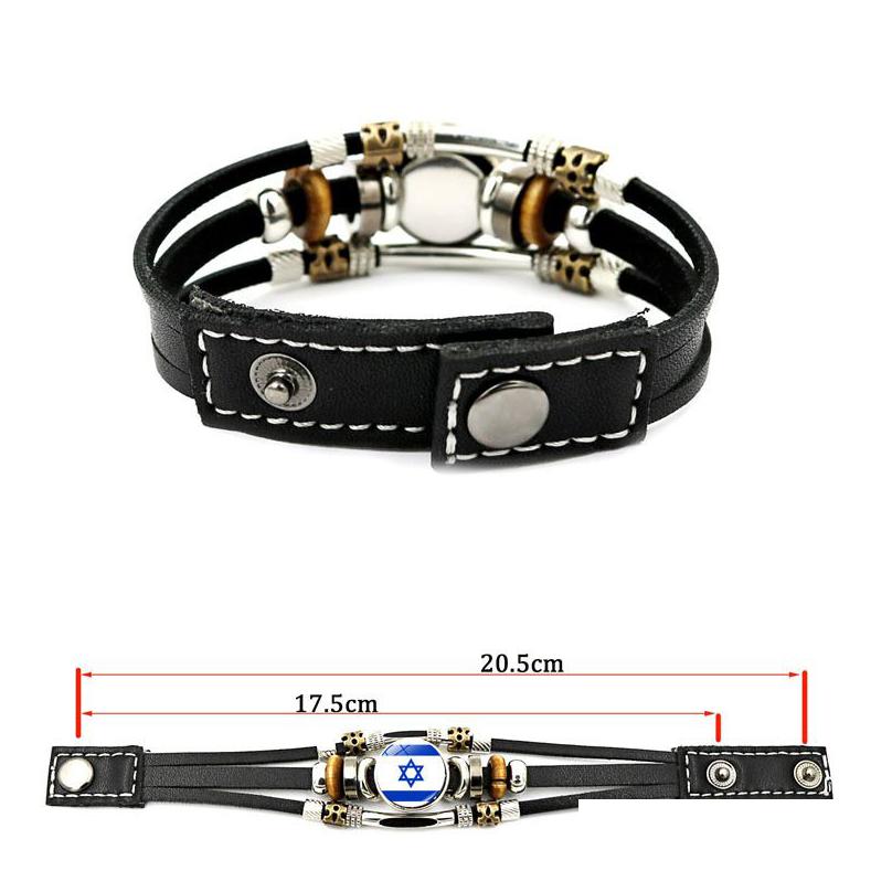 Charm Bracelets Israeli Palestinian Leather Bracelet for Women Punk Style Mti-layer Braided Beaded Drop Delivery Jewelry Brac Dhodb