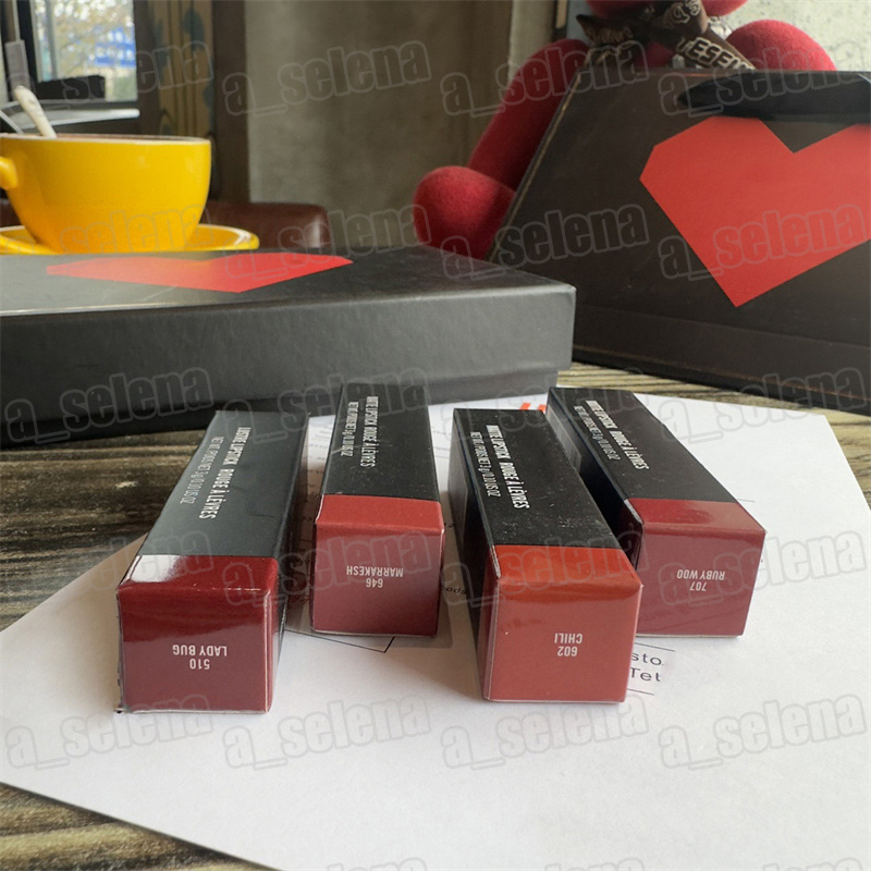 Брендовый набор помад для макияжа губ, подарочный комплект в красной коробке, 4 шт./компл., блеск для губ, румяна, 3 г * 4 шт.