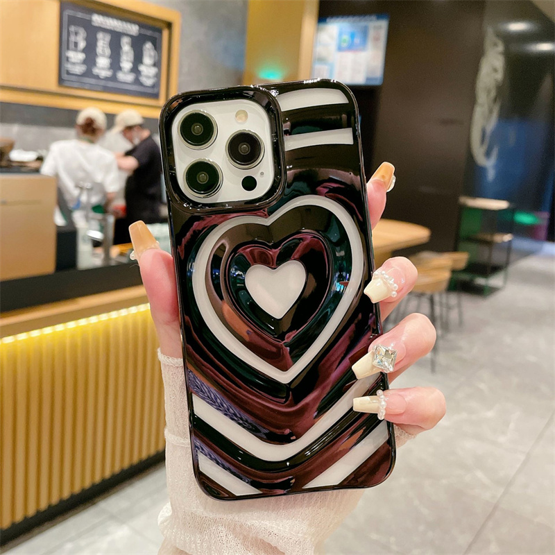 3D Splating Telefon Case na iPhone'a 15 14 13 12 11 Pro Max XS Max XR 15Pro 14Pro Odporny na wstrząsy tylnej osłony Ochrona Lustra Para różowych przypadków 