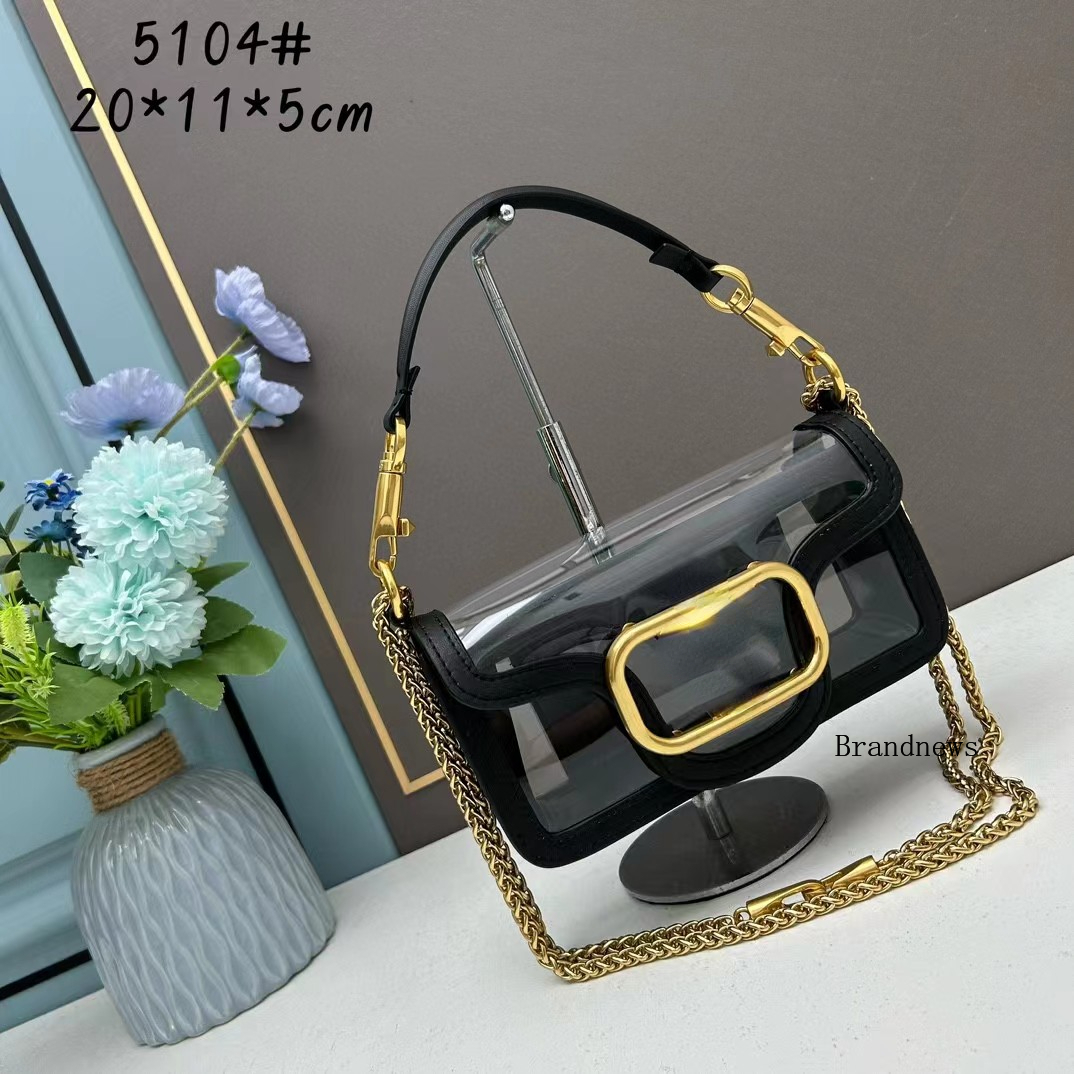 2024 Summer Transparent Loco Shoulder Bag Real Leather Women's Luxury Designer Chain Totes Crossbody Bag Fashion Clear Patchwork Purses And Handbags Two Sizes 2579