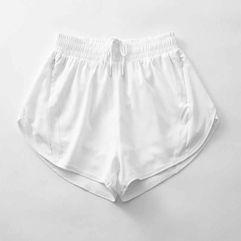 Calças esportivas femininas de secagem rápida, calças falsas de malha de duas peças para ioga, anti-exposição, fitness, corrida, shorts elásticos, lulumelon