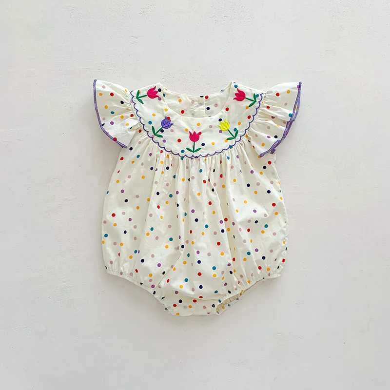 Rompers Nuovo Summer Body Body Infant Sweet Flow Color Dots Toddler One Piece H240429