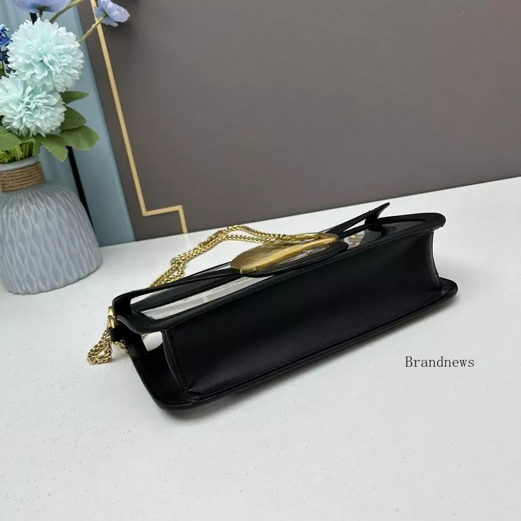 2024 Summer Transparent Loco Shoulder Bag Real Leather Women's Luxury Designer Chain Totes Crossbody Bag Fashion Clear Patchwork Purses And Handbags Two Sizes 2579