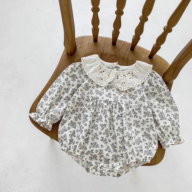 Rompers Herbstdruckblumen Ein-Stück für Kinder Langarm Kleinkind BodySuit H240426