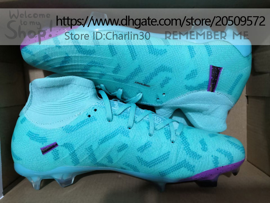 Wysyłaj z torbą wysokiej jakości buty piłkarskie Phantoms Luna Elite FG Socks Soccer Bleats do męskiej skóry Wygodne trening wysokie kostki buty piłkarskie rozmiar US 6.5-12