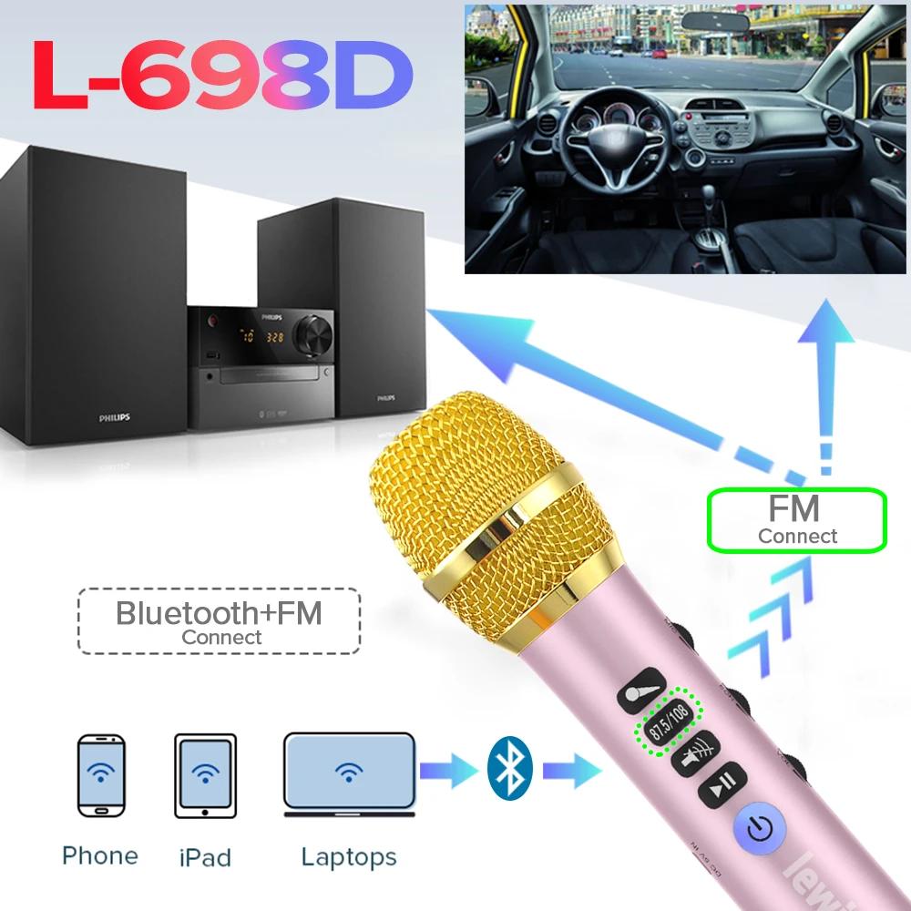 Микрофоны Lewinner L698D 20 Вт, профессиональный Bluetooth-микрофон для караоке, портативный беспроводной мини-домашний КТВ для пения и воспроизведения музыки