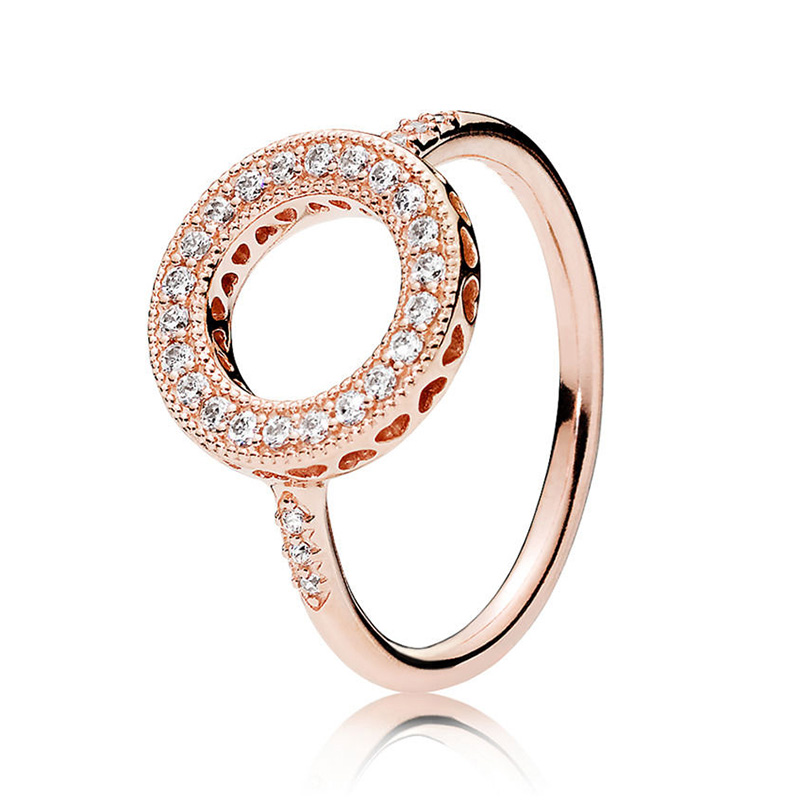 Neue hochwertige 925 Sterling Silber 18 Karat Roségold passen dünne Finger Kirschblütenkrone Ringe stapelbare Party Runde Ringe Frauen Original Pandoraer Schmuck Geschenke