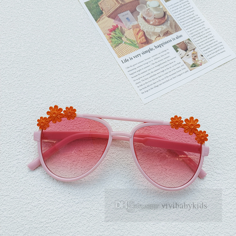 Kids beach sunglasses Fashion girls flower applique frame polarized sunglass goggles children UV 400 Protective eyewear Z6687