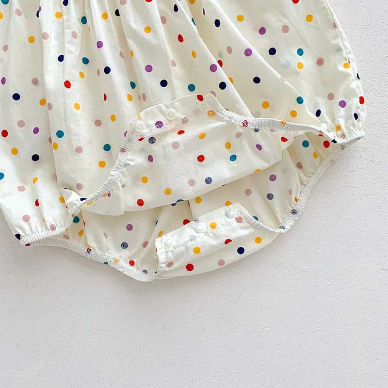 Rompers Nuovo Summer Body Body Infant Sweet Flow Color Dots Toddler One Piece H240429