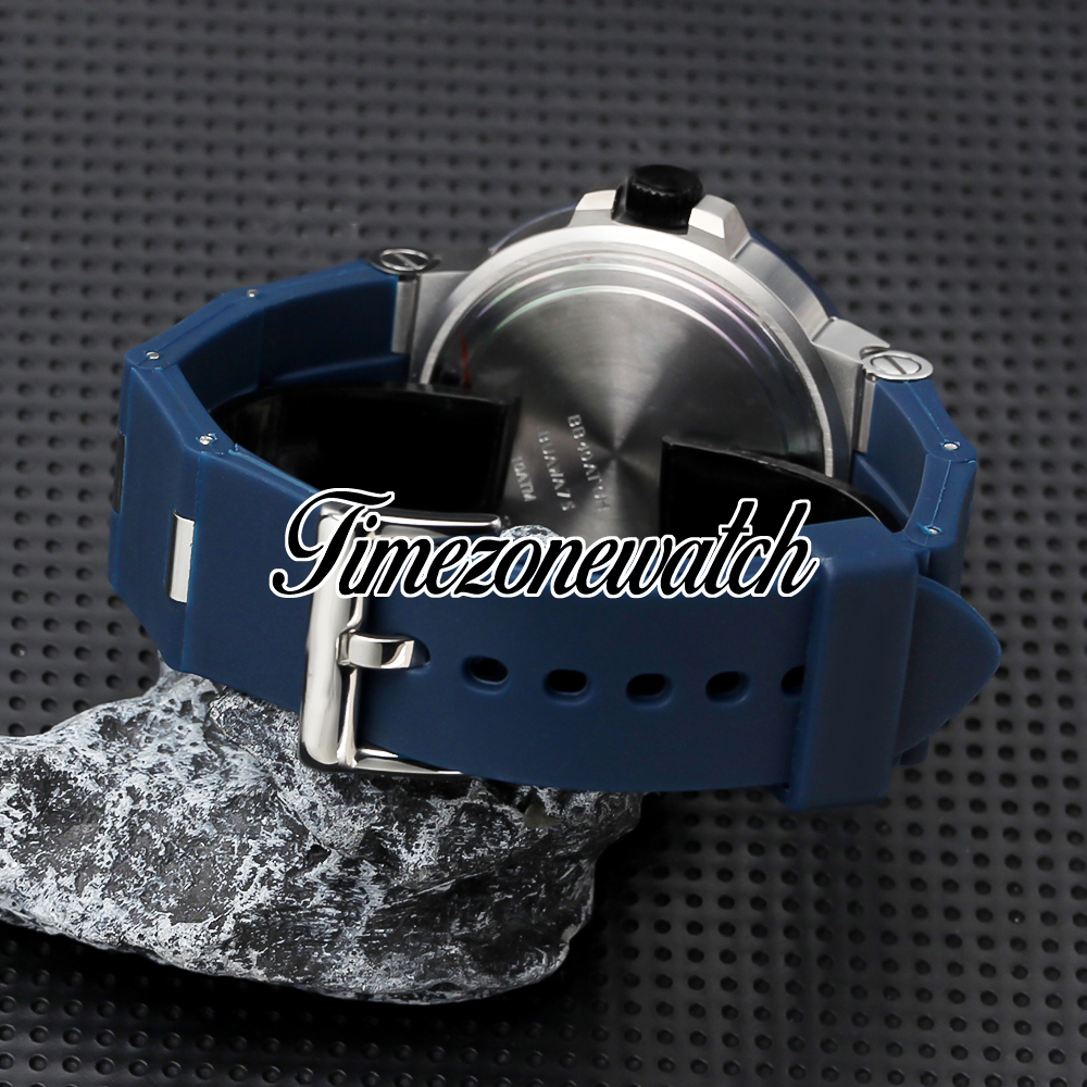 Nouveau 44mm Aluminium 103815 Automatique Montre Pour Homme Marqueurs De Bâton Cadran Gradation Bleu Boîtier En Acier Bracelet En Caoutchouc Bleu Montres Pour Hommes Timezonewatch DHTM Z15d