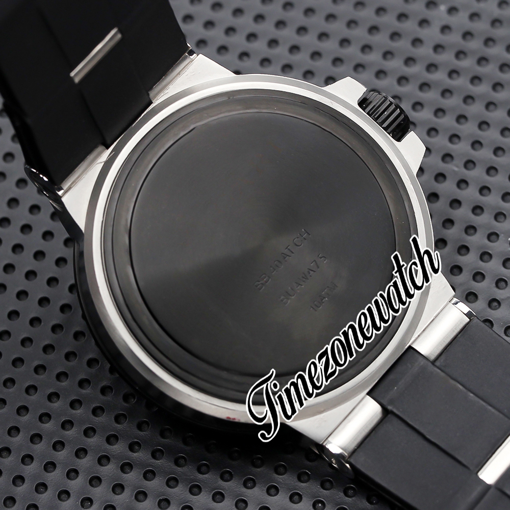 NOWOŚĆ 44 mm aluminium 103382 Automatyczne męskie znaczniki zegarek Białe teksturę Wybielnia Czarna ramka stalowa gumowa pasek GENTS Watche TimeZoneWatch DHTM Z15B