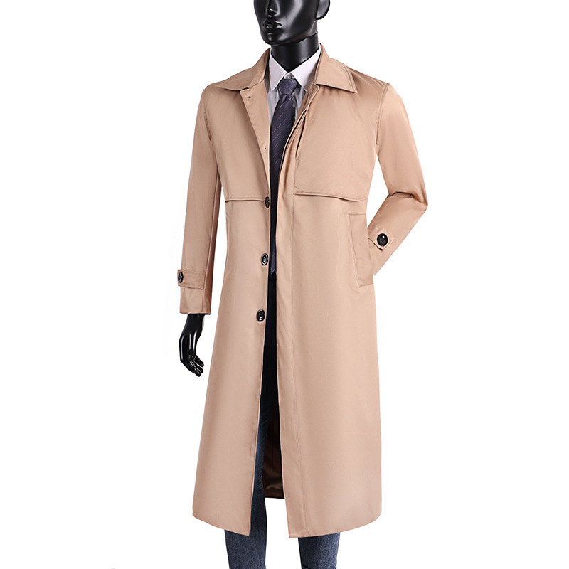 Masculino casual longo trench coat primavera outono único breasted britânico vintage blusão casaco casual para fora M-6XL