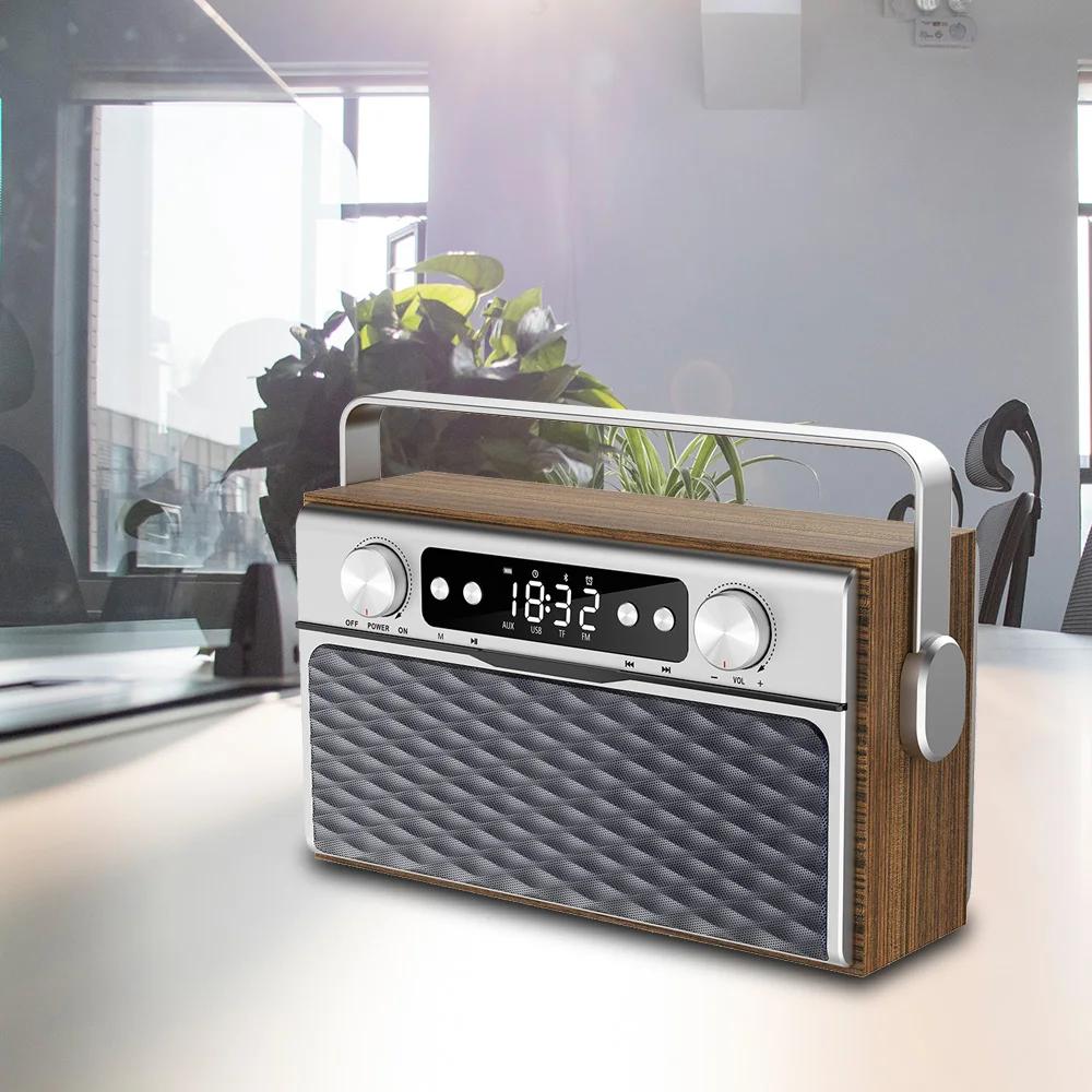 Speakers Retro Wood Speaker Wireless BluetoothCompatible5.0 Bass Outdoor Stereo Sound Box Vintage Soundbar With FM Radio Support TF Card