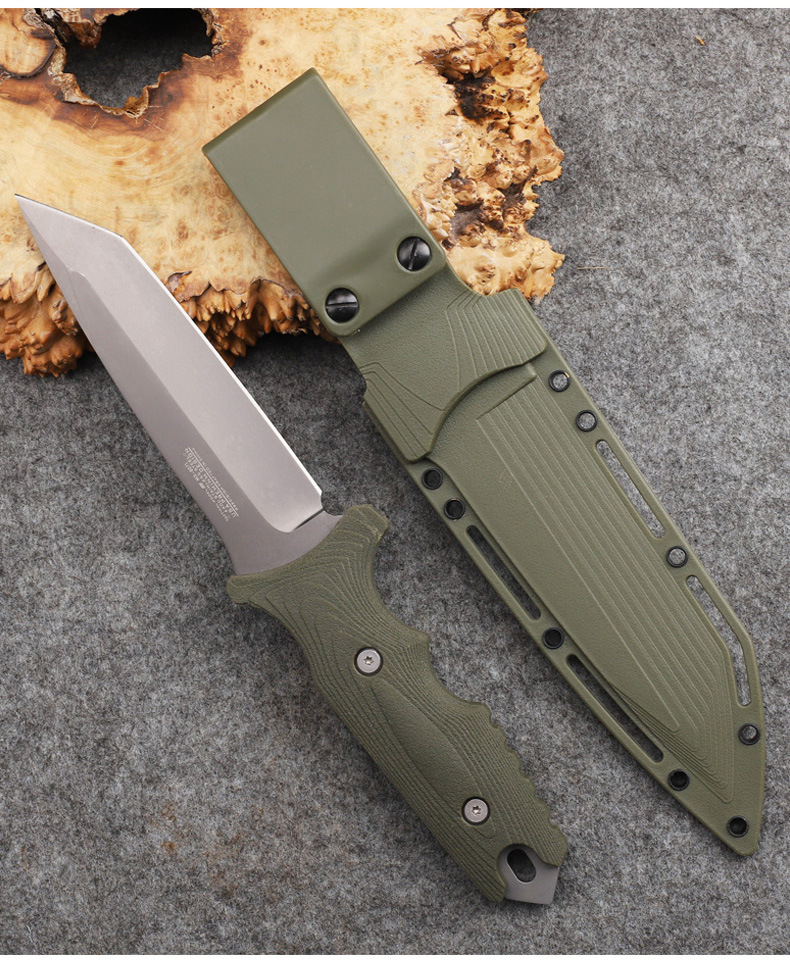 MH Camping Jachtmessen D2 Titanium Coating Blade Nylon Glasvezel Handvat Tactical Combat Fighting Knife Vast mes