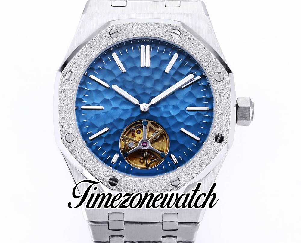 K8F 41 mm 26730 zelfopwindende Tourbillon automatisch herenhorloge met matte rand blauwe hamer wijzerplaat roestvrijstalen armband heren nieuwe horloges Timezonewatch Z20B