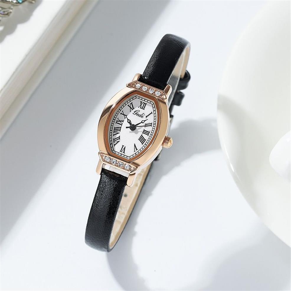 Caijiamin- Diamond New Ladies Watch 20mm Retro Barrel Shell Quartz Watches Student Niche Roman Literary Temperament Old Wristwatch1704
