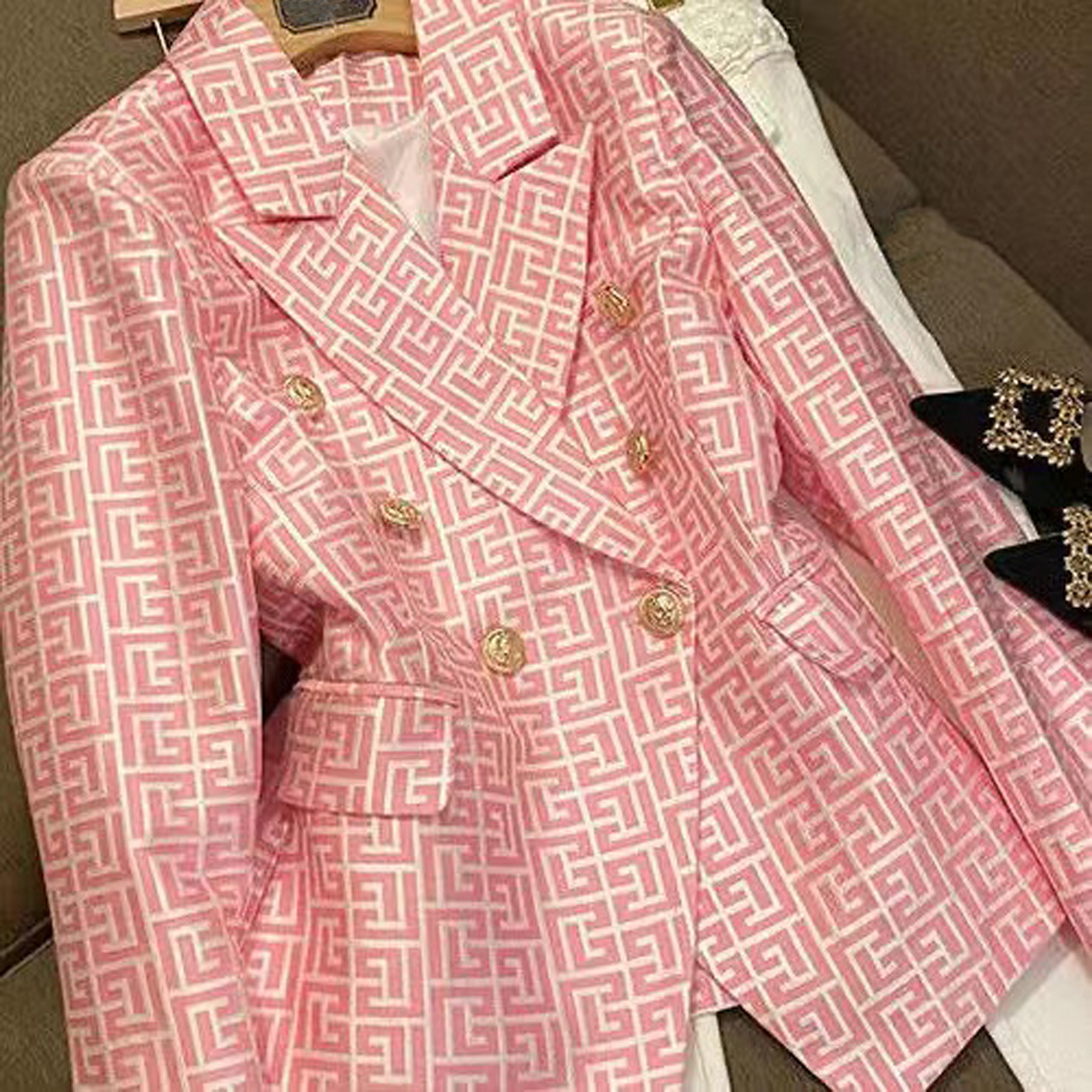 Women's Suits & Blazers Tide Brand High-Quality Retro Fashion designer Presbyopic Maze Series Suit Jacket Lion Double-Breasted Slim Plus Size Women's Clothing