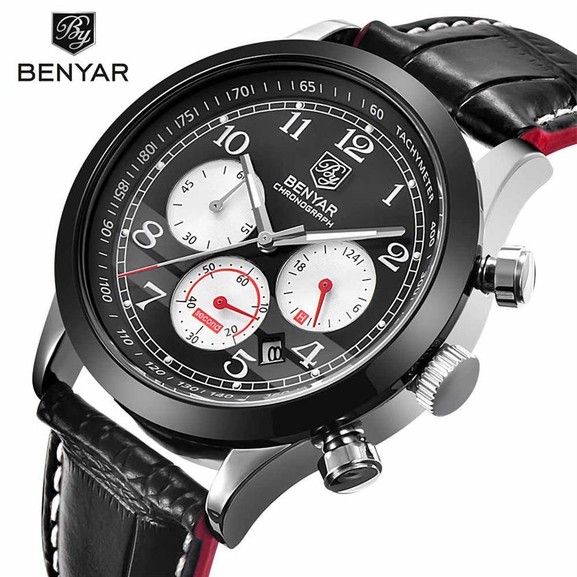 Relogio Masculino BENYAR mode chronographe Sport hommes montres haut de gamme de luxe Quartz montre militaire mâle erkek kol saati302J