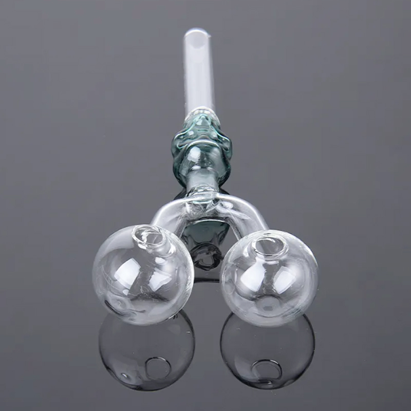 Wholesale Mini Pipe Colorful Oil Burner Double Burner Pipes 5.5 Inch Transparent Spoon Hand Skull Glass Water Pipe Pyrex Heady Glass Smoking Pipes In Stock