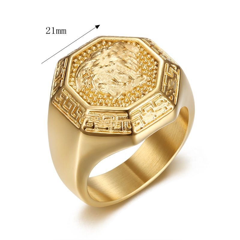Modemerk ontwerper 18K Gold Rings Medusa Fan Family / F Familie Franse diamant roestvrijstalen ring voor mannen en vrouwen sieradencadeau