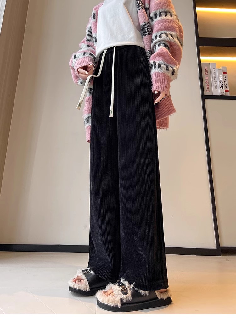 Plus-size sexy high-end quality women's trousers autumn and winter new chenille cashmere thickened plus fat plus wide leg pants XL-8XL