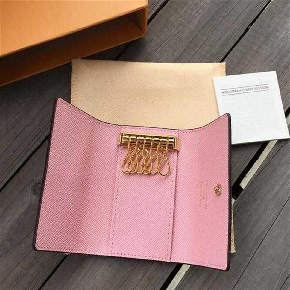 Novas mulheres masculinas clássico 6 porta-chaves capa chaveiro carteiras com caixa saco de pó anel de cartão 7 cores2784