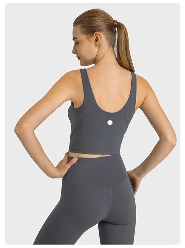 LL Stretchy Yoga Bra Women Classic U Breathable Sports Tank Underwear Jogging Padded Gym Running Lingerie