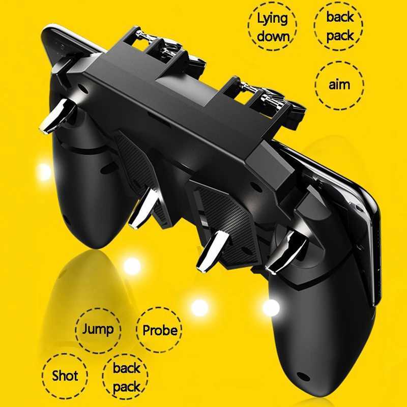 Game Controllers Joysticks PUBG Controller AK66 Six Finger Gamepad Triggers Pubg Metal Trigger Joystick Control Pubg For IOS Android Mobile Phone Game Pad