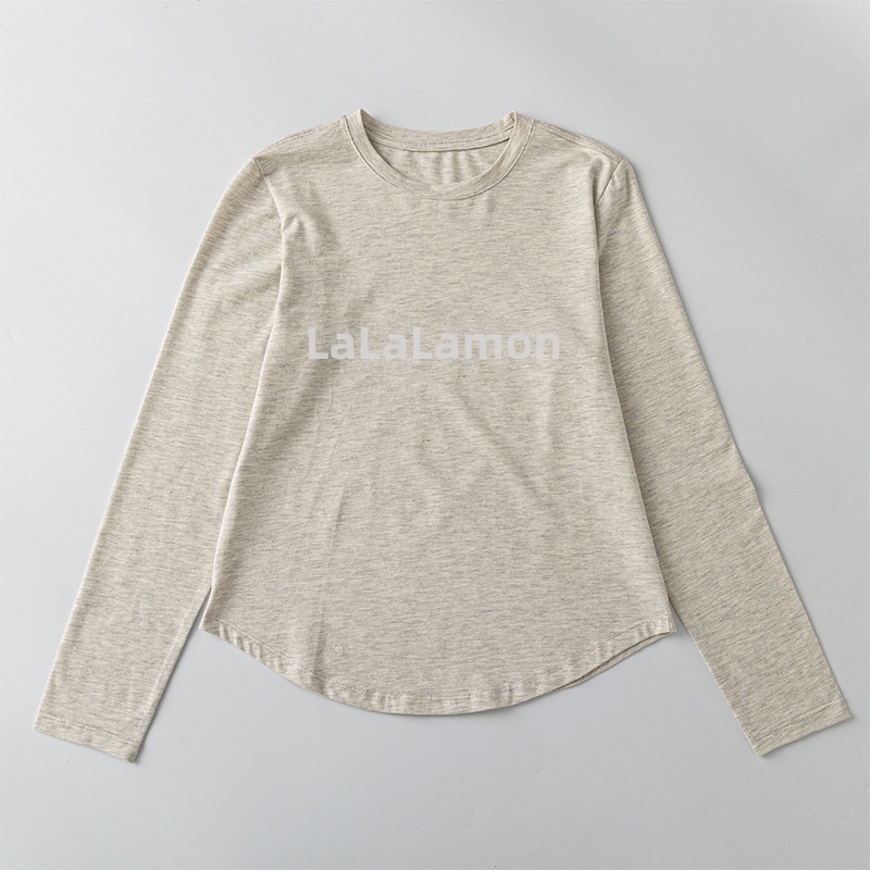 LU-1896 T-shirt sportiva semplice slim fit a maniche lunghe in cotone da donna Abbigliamento fitness casual