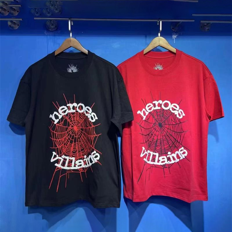 Sp5der YoungThug zomer nieuwe schuim bedrukte mannen vrouwen losse casual T-shirt met korte mouwen tij nisex Katoenen Tops Mannen Vintage T-shirts Zomer Losse Tee Rock SMLXL