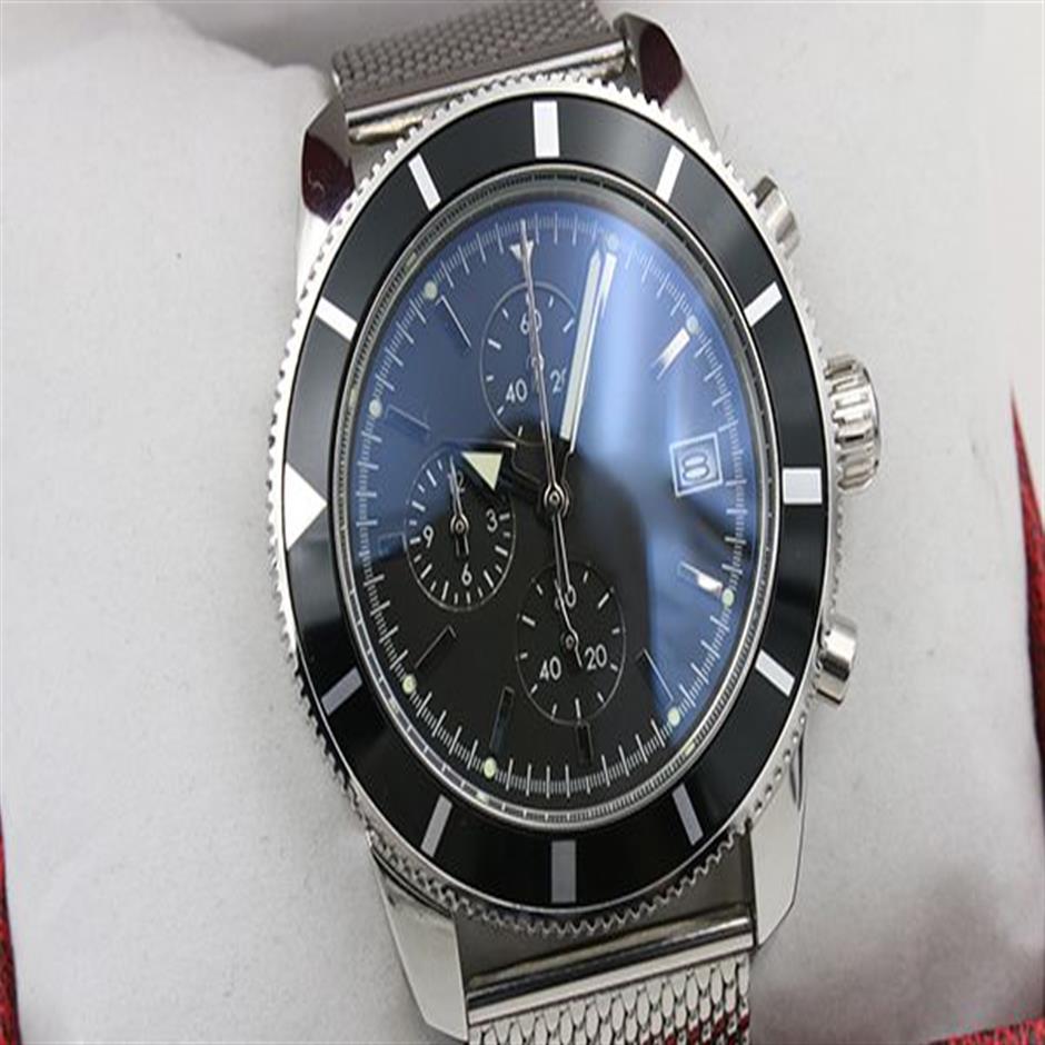 Top cronógrafo relógio masculino prata cinto sem aço esqueleto de prata mostrador azul escuro ponteiro branco tendência relógios314h