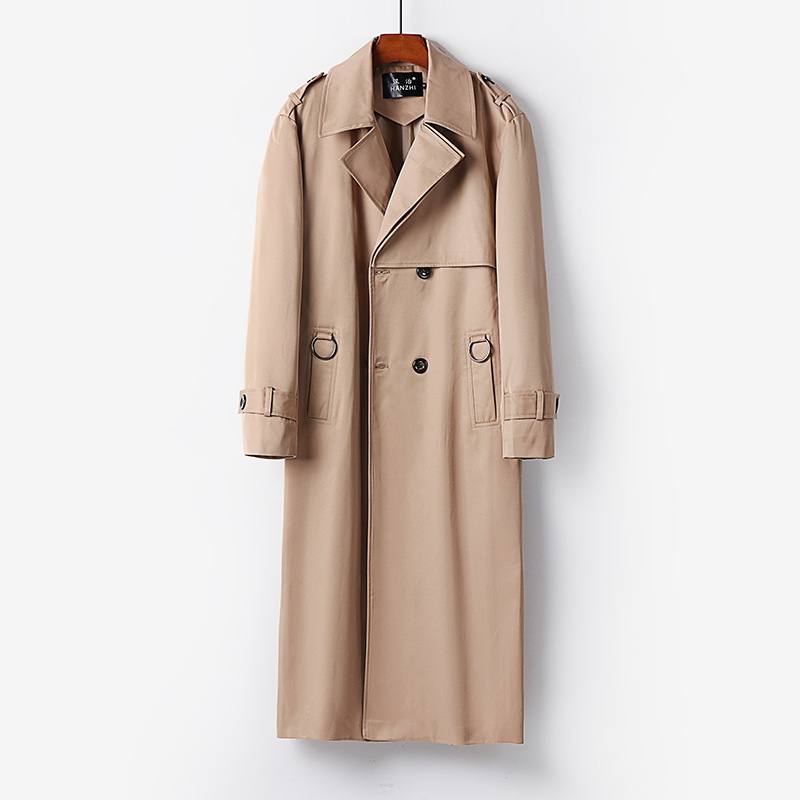 Trench-Coat pour hommes, coupe-vent Long à Double boutonnage, Style britannique, revers à deux couches décontracté, coupe-vent printemps automne S-6XL